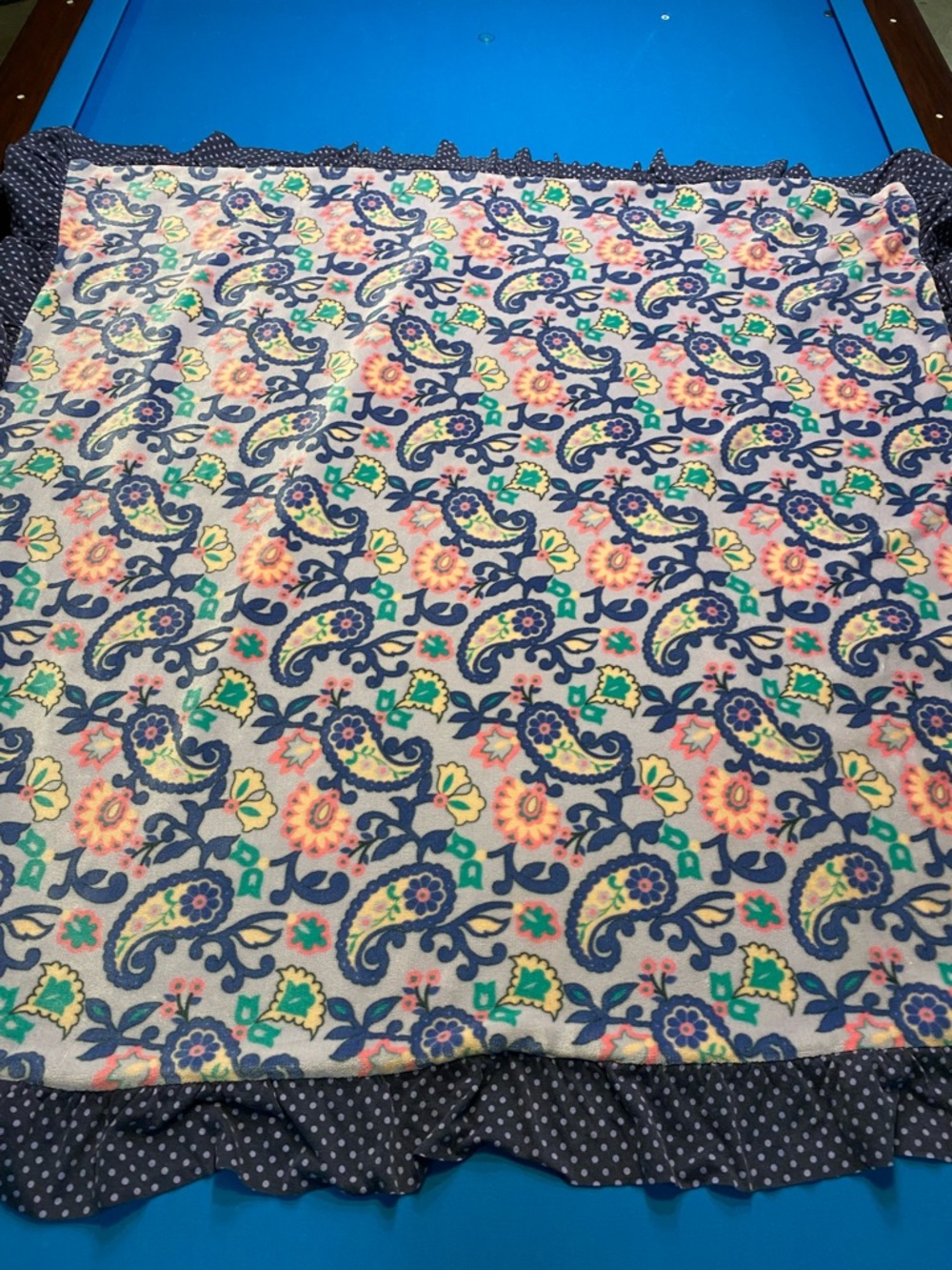 MATILDA JANE Floral Paisley Print Lightweight Throw with Polka Dot Ruffle